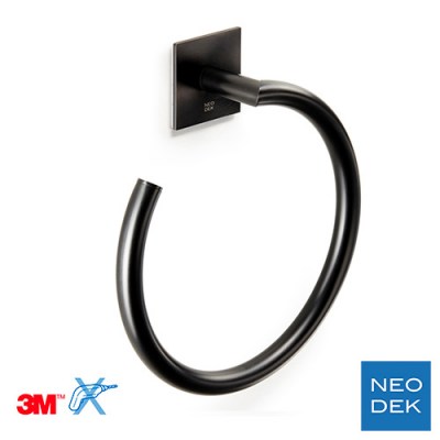 Accesorios y ayudas baño - Toallero de Anilla 20cm Pixel Black Neodek Negro