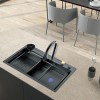 Fregaderos - CATA Fregadero CDC 75 40 SBK Negro + Grifo de Cocina y Accesorios