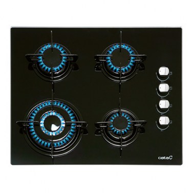 Placas de gas - CATA Encimera Gas CI 631 BK 4 Fuegos Cristal Negro