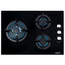 Placas de gas - CATA Encimera Gas CCI 5003 BK 3 Fuegos Cristal Negro