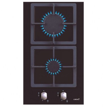 Placas de gas - CATA Encimera Gas SCI 3002 BK 2 Fuegos Cristal Negro