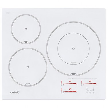 Placas de inducción - CATA Encimera Inducción INSB 6030 WH 3 Zonas Cristal Blanco