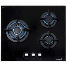 Placas de gas - CATA Encimera Gas CCI 6021 BK 3 Fuegos Cristal Negro