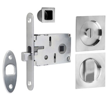 Cerraduras puerta corredera - Kit Corredera Bonaiti Condena y Descondena Cuadrada Níquel Satinado