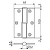 Bisagras de pala - Bisagra Inox 100x65 mm Izquierda