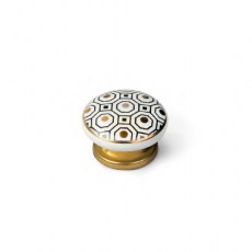 Pomos mueble - Pomo Redondo 1092LT Ø40mm Pocerlana Blanca Motivos Dorados
