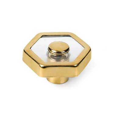 Pomos mueble - Pomo Hexagonal 1115LT Latón y Cristal