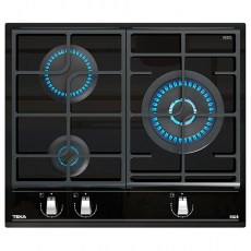 Placas de gas - TEKA Encimera Gas Natural GZC 63310 3F Exact Flame 3 Fuegos Cristal Negro