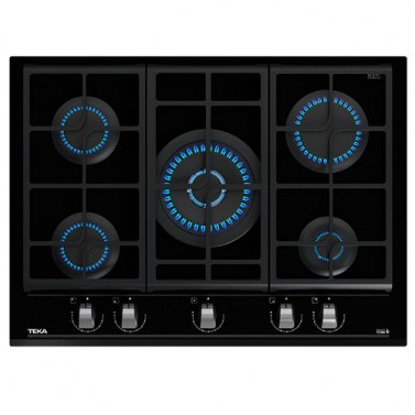 Placas de gas - TEKA Encimera Gas Butano GZC 75330 XBA 5 Fuegos Crsital Negro