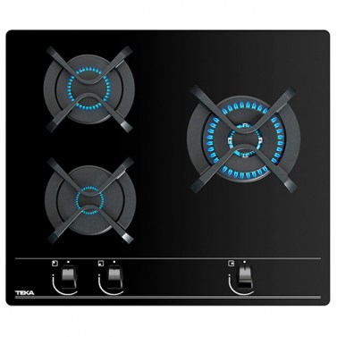 Placas de gas - TEKA Encimera Gas Butano GBC 63010 3 Fuegos Cristal Negro