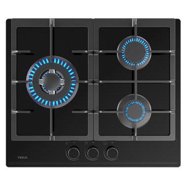 TEKA Encimera Gas Butano GBC 63110 KBB 3 Fuegos Crsital Negro