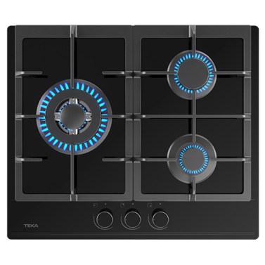 TEKA Encimera Gas Natural GBC 63110 KBN 3 Fuegos Crsital Negro