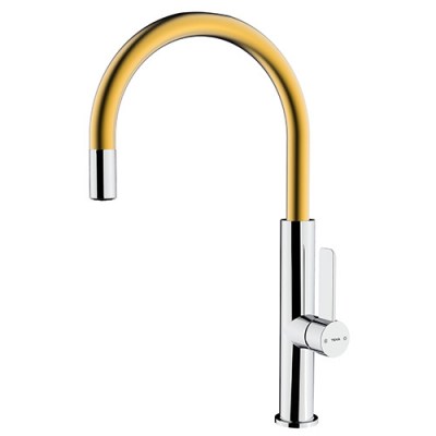 TEKA Grifo Monomando Caño Alto FOT 995 Cromo y Dorado