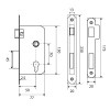 Cerradura 130 E50 mm Canto Cuadrado Níquel