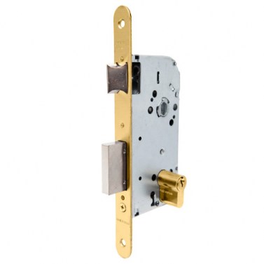 Cerradura 130 E50 mm Canto Redondo Esmaltado Dorado
