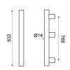 Tiradores mueble - Tirador Acero D14 768 mm Inox