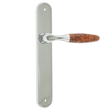 Manivelas con placa - Juego Manivelas con placa Venice Cromo Brillo Madera