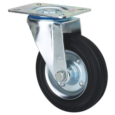 Rueda Goma Negra Serie ZV-BS 2-0225 110 Kg 100 mm Pletina