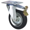 Rueda Goma Negra Serie ZV-BS 2-1149 140 Kg 125 mm con Pletina y Freno