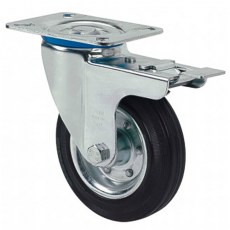 Ruedas - Rueda Goma Negra Serie ZV-BS 2-2309 80 Kg 80 mm Pletina y Freno