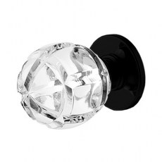 Juego Pomos Cristal con Roseta 233 5S Base Negro Mate