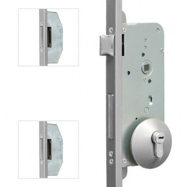 Cerradura Seguridad 2510 3 Puntos Cerradero 45mm Plata Mate