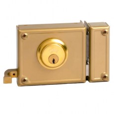 Cerrojos y Cerraduras de sobreponer - Cerradura Horizontal 25-10 Cilindro Regulable Derecha Dorado