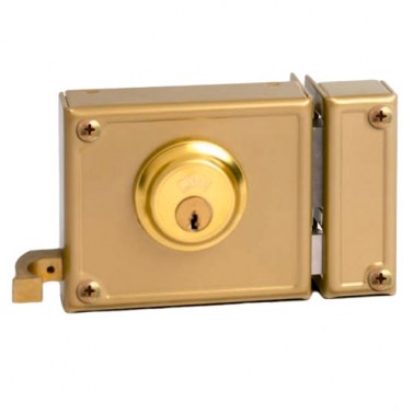 Cerrojos y Cerraduras de sobreponer - Cerradura Horizontal 25-10 Cilindro Regulable Derecha Dorado