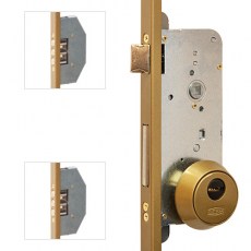 Cerradura Seguridad 2518 3 Puntos Cerradero 45mm Dorado Mate
