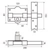 Cerrojo 301L/120 Llave/Llave B70 Dorado