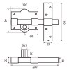 Cerrojo 301L/120 Llave/Llave B50 Dorado