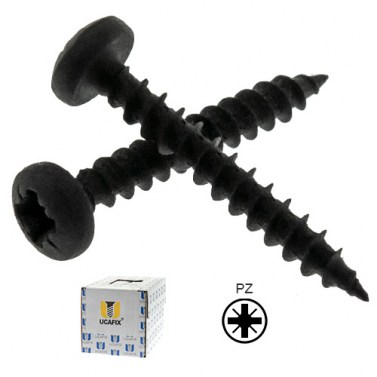 Tornillos y Tacos - Tornillo Cabeza Redonda Pozidriv 3x16 Negro Caja 1000