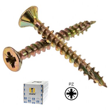 Tornillo Cabeza Plana Pozidriv 3x30 Plus Bicromatado Caja 1000