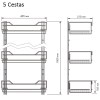 Kit Estante Escobero Classic 4 Cestas Cromo