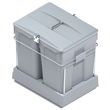 Cubos de basura - Cubo Basura Ecológico Rectangular 30+30 L Gris