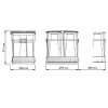 Cubos de basura - Cubo Basura Ecológico Rectangular 30+30 L Gris