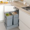 Cubos de basura - Cubo Basura Ecológico Rectangular 30+30 L Gris