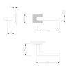 Juego Manivelas con Roseta Cuadrada 4002 5SQ T3 Negro Mate
