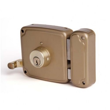 Cerrojos y Cerraduras de sobreponer - Cerradura Llave/Picaporte 80 mm Izquierda Dorado