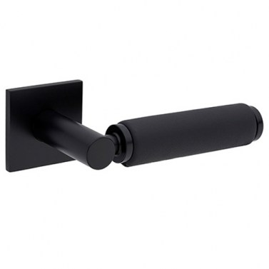 Juego Manivelas con Roseta Cuadrada 4200 202 5SQ Negro Mate y Piel Negra