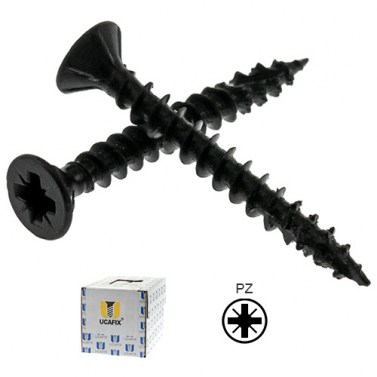 Tornillo Cabeza Plana Pozidriv 4x30 Plus Negro Caja 1000