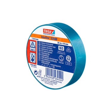 Cinta Aislante tesaflex Homologada 20 metros 19mm Azul
