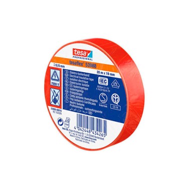 Cinta Aislante tesaflex Homologada 20 metros 19mm Rojo