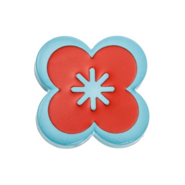 Pomo Nylon Kidline 43x43 mm Flor Azul y Rojo