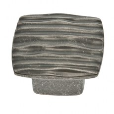 Pomo Cuadrado Rough 6150 42x42 mm Estaño Rústico