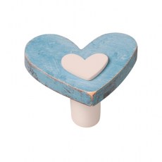 Pomos mueble - Pomo Shabby 666S Corazón Madera Azul