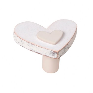 Pomos mueble - Pomo Shabby 666S Corazón Madera Blanco