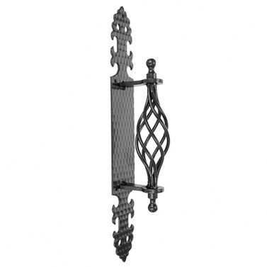Manillones, pomos y llamadores de forja - Manillón con Placa Alambre 73017C 310x46 mm Negro