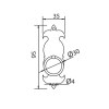 Tiradores de forja - Anilla Placa Puerta 35x95 mm Negro