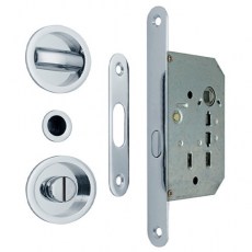 Cerraduras puerta corredera - Kit Redondo Puerta Corredera de Condena 7510 Cromo Brillo